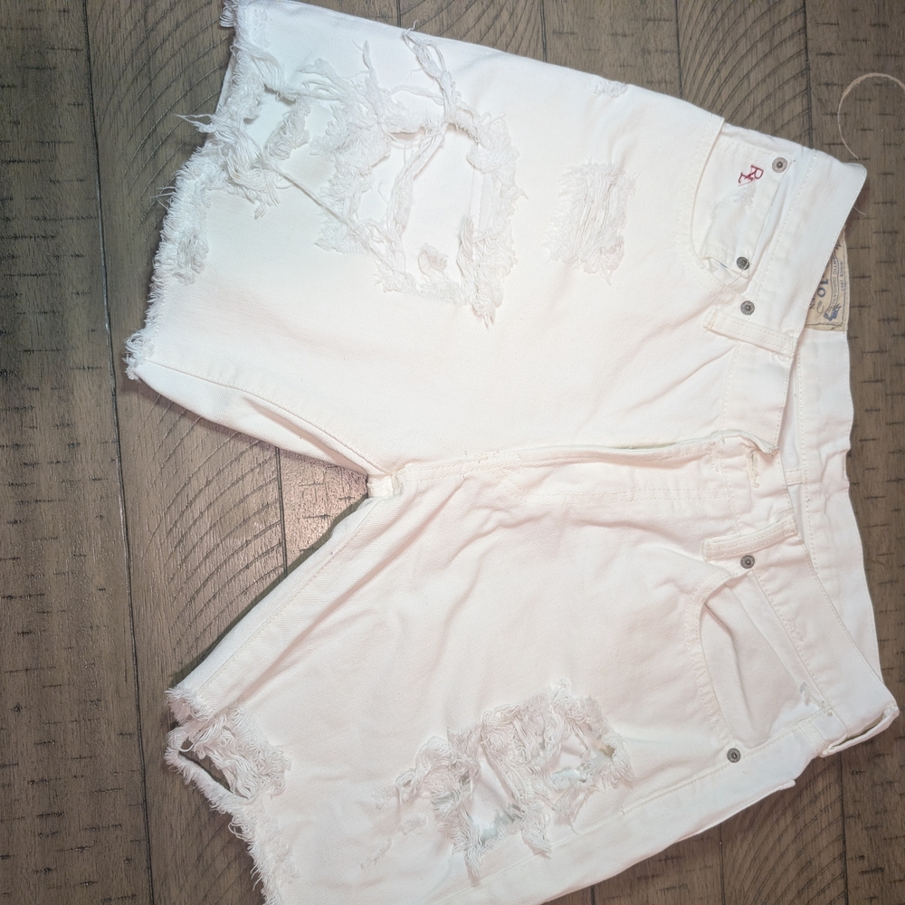 Ralph Lauren White Distressed Jean Shorts